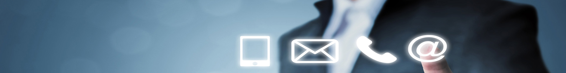 businessman touching icon mobile phone, mail, telephone and addr